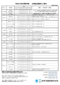 2024年夏季休暇案内のサムネイル